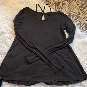Hollister XS Black Ribbed Top Strappy Stretch long sleeve Tee